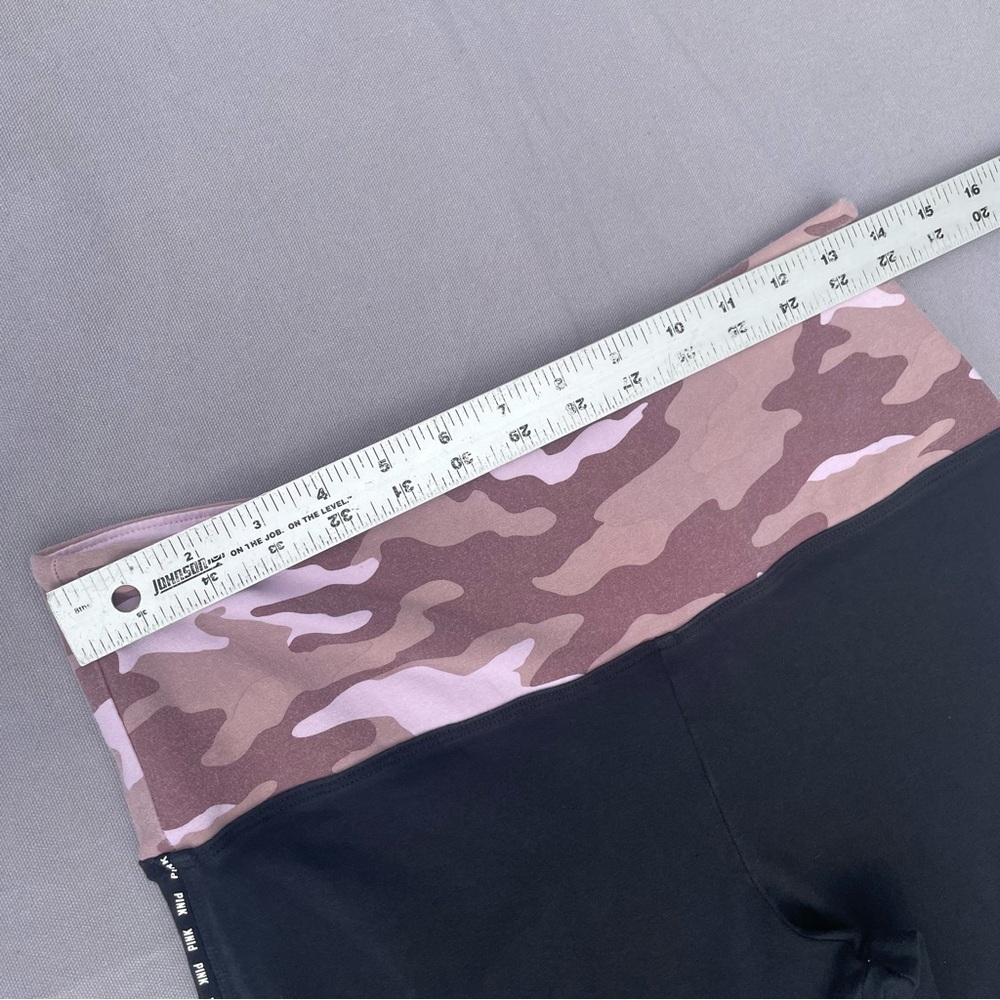 Victoria's Secret PINK Camo Black Fold Over Straight Yoga Leggings LARGE POC - Picture 4 of 8